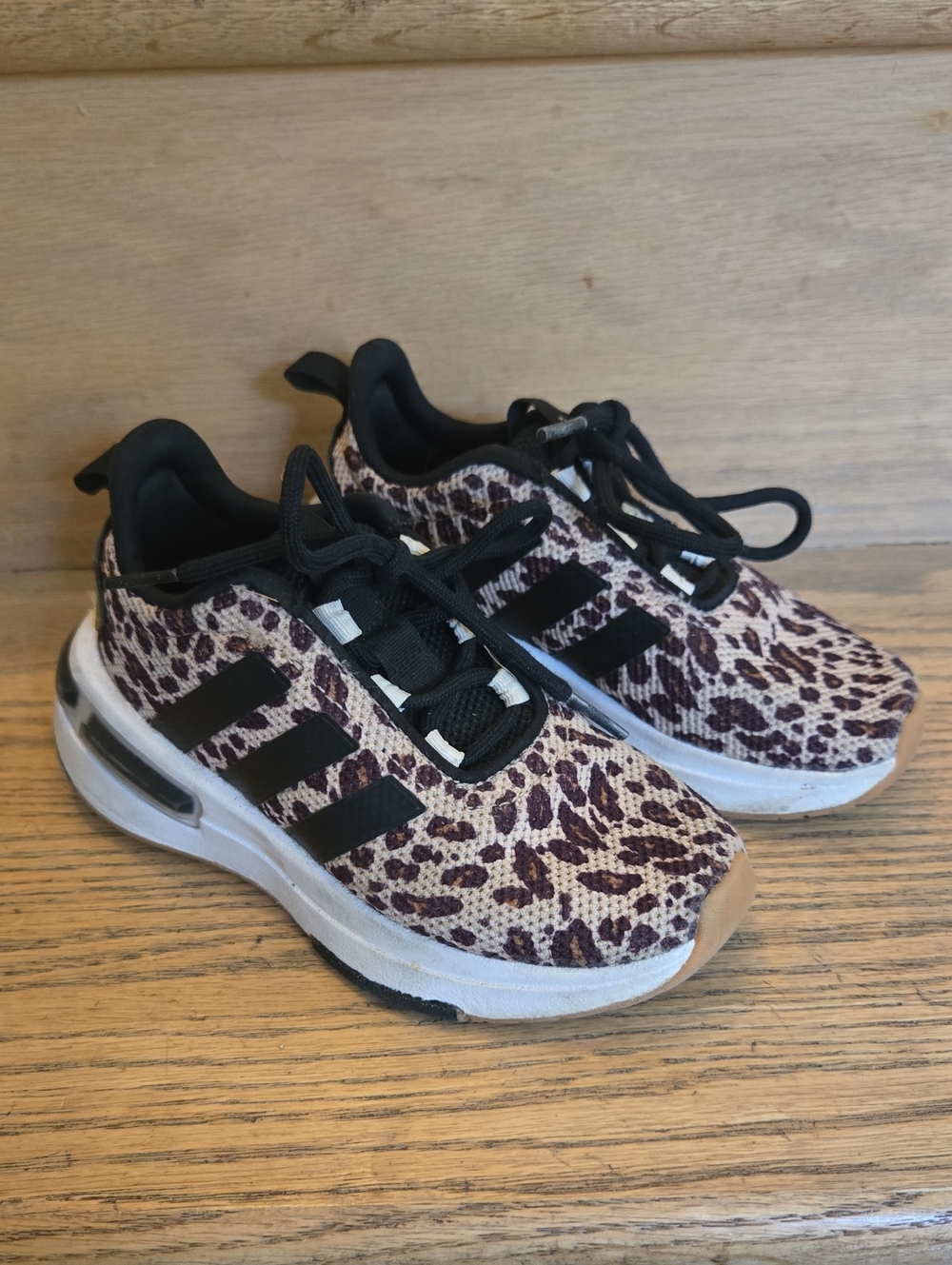 adidas Kids Leopard Print Sneakers - Black & Brown, 11, GUC